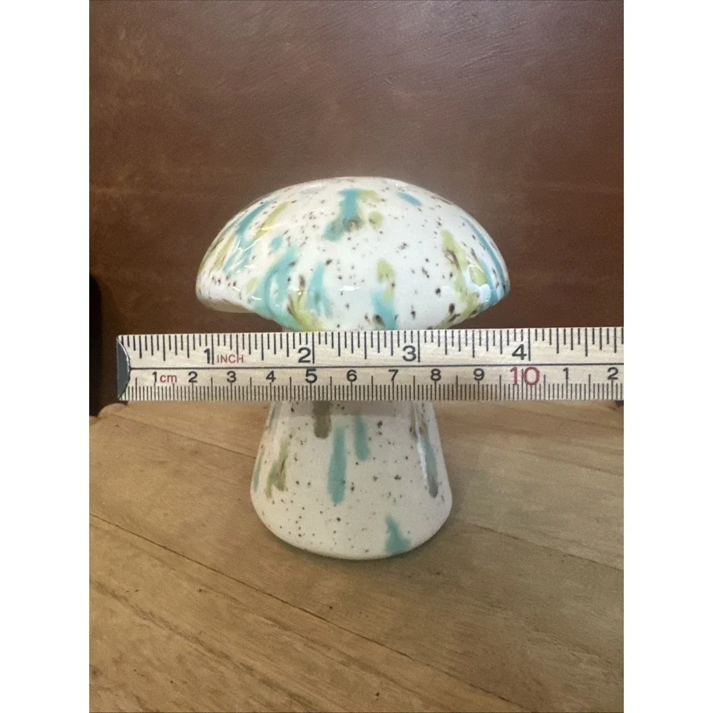 VTG MCM Mid Century Mushroom Figurine Aqua,Green,Brown Speckles Sugar/Spice-shak